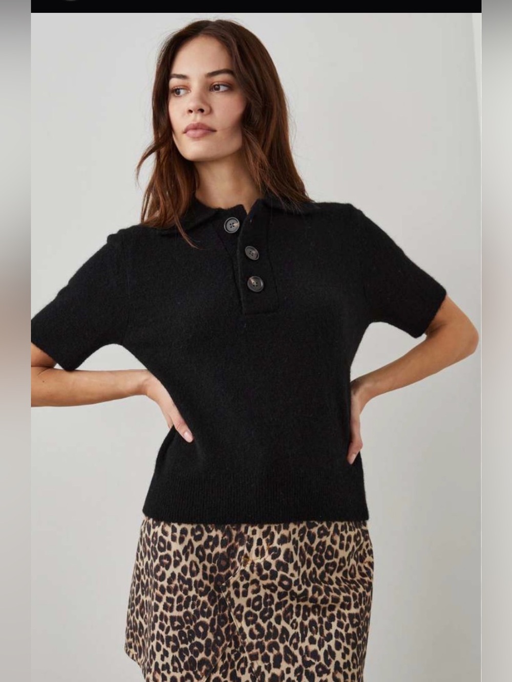 RAILS Greta alpaca/wool fuzzy polo sweater size L